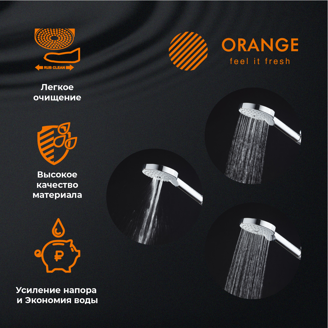 изображение Ручной душ Orange O-Shower S02HSW 110 мм 3 режима белый от Магия Воды
