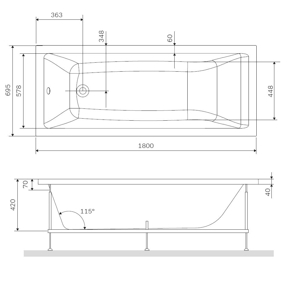 изображение Каркас для ванны AM.PM Gem W93A-180-070W-R 180х70 от Магия Воды
